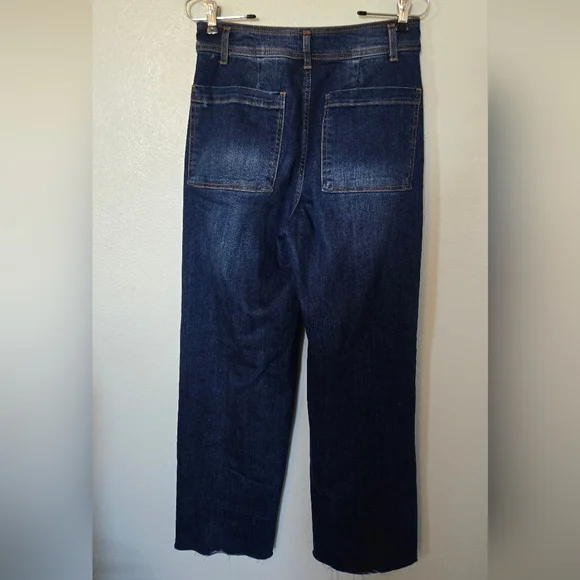 Oat | High Rise Wide Leg Raw Hem Jeans Size 6/28 - Picture 3 of 9